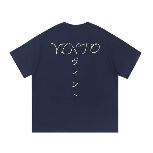 Vinto Essential Cotton T-Shirt Navy Blue Back